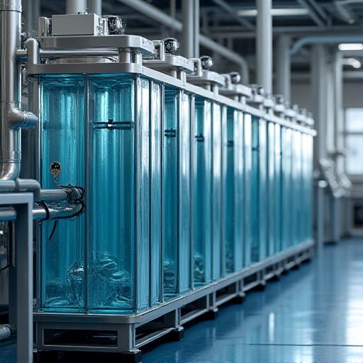 Modern industrial water filtration tanks demonstrating our closed-loop recycling system.